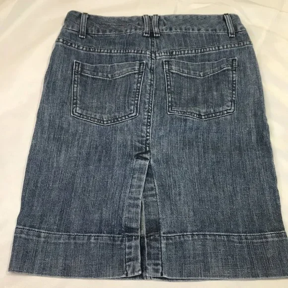 GAP Limited Edition Jean Skirt Size 0 Medium Wash Blue Denim Pencil With Pockets - Picture 5 of 10